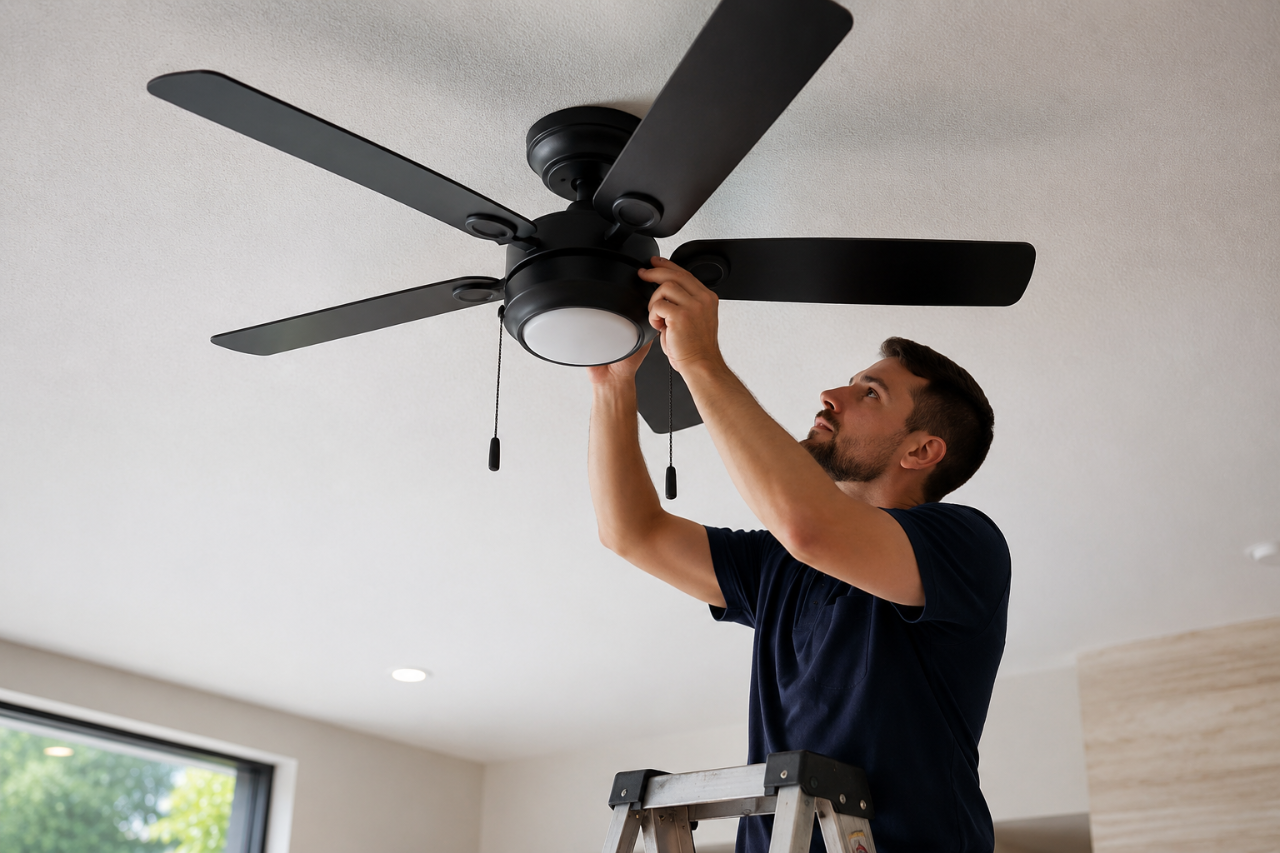 Professional ceiling fan installation by LS Electrical Solutions